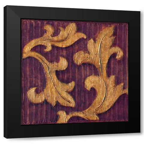 Gold Acanthus I Black Modern Wood Framed Art Print with Double Matting by Jeffrey, Jillian