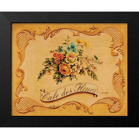 Cafe des Fleurs Black Modern Wood Framed Art Print by Jones, Catherine