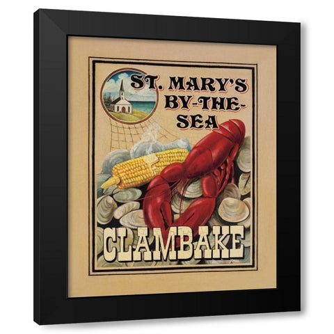 Clam Bake Black Modern Wood Framed Art Print by Jones, Catherine