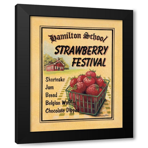 Strawberry Festival Black Modern Wood Framed Art Print with Double Matting by Jones, Catherine