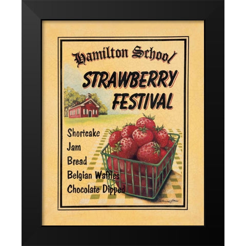 Strawberry Festival Black Modern Wood Framed Art Print by Jones, Catherine