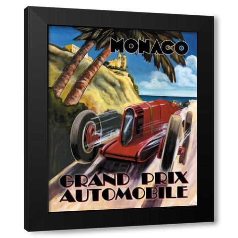 Monaco Grand Prix Black Modern Wood Framed Art Print with Double Matting by Jones, Catherine
