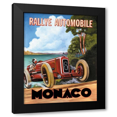 Monaco Rallye Black Modern Wood Framed Art Print by Jones, Catherine