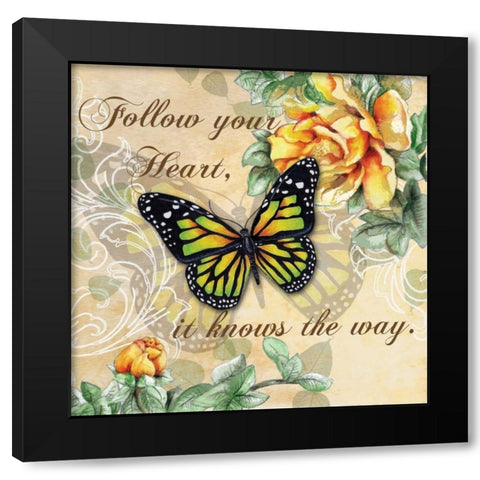 Inspire Butterfly I Black Modern Wood Framed Art Print by Knold, Donna