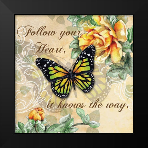 Inspire Butterfly I Black Modern Wood Framed Art Print by Knold, Donna
