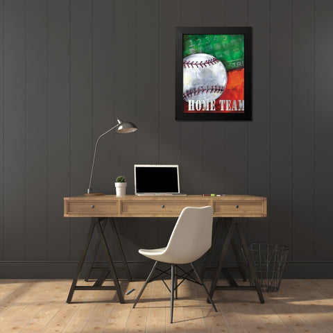 Baseball Black Modern Wood Framed Art Print by Knold, Donna