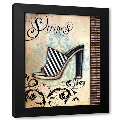 Stripes Black Modern Wood Framed Art Print by Knold, Donna