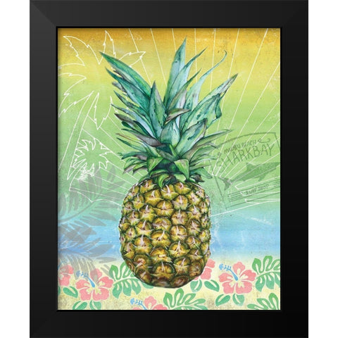 Summer Splash Pineapple Black Modern Wood Framed Art Print by K, Onna