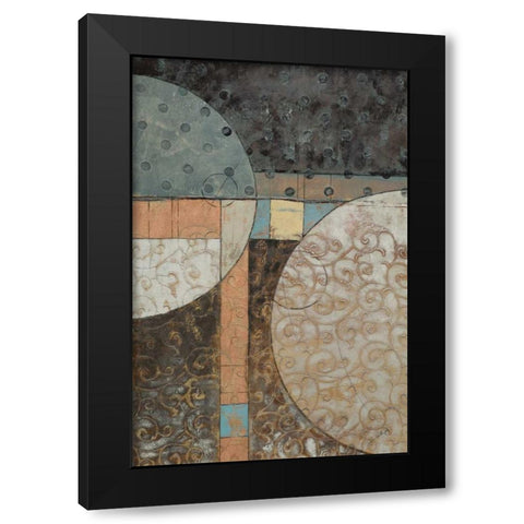 Geo Round Squared II Black Modern Wood Framed Art Print with Double Matting by Kime, John