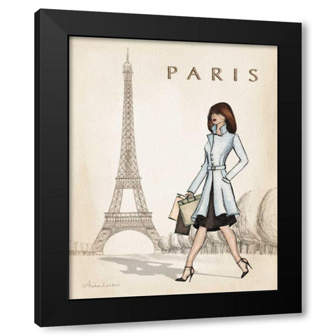 Paris Black Modern Wood Framed Art Print with Double Matting by Laliberte, Andrea