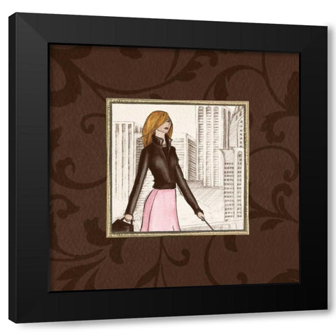 New York in Pink Black Modern Wood Framed Art Print with Double Matting by Laliberte, Andrea