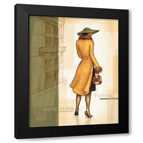 Golden Rain New York Black Modern Wood Framed Art Print with Double Matting by Laliberte, Andrea
