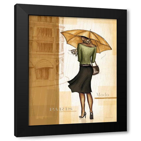 Golden Rain Paris Black Modern Wood Framed Art Print with Double Matting by Laliberte, Andrea