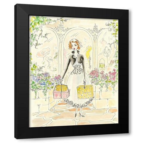 Boutique Shopping I Black Modern Wood Framed Art Print with Double Matting by Leal, Steve