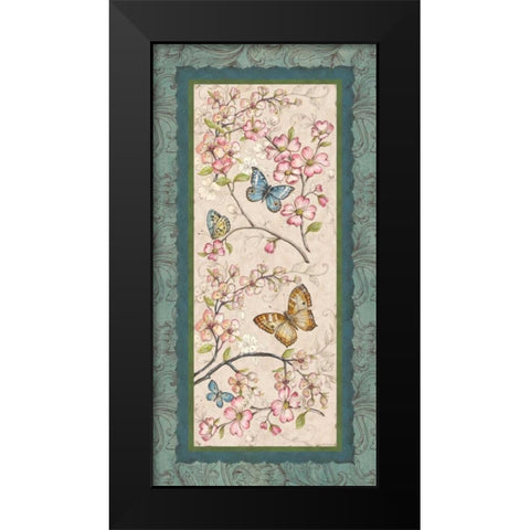 Le Jardin Butterfly Panel I Black Modern Wood Framed Art Print by McRostie, Kate