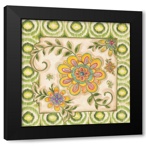 Ikat Floral I Black Modern Wood Framed Art Print by McRostie, Kate