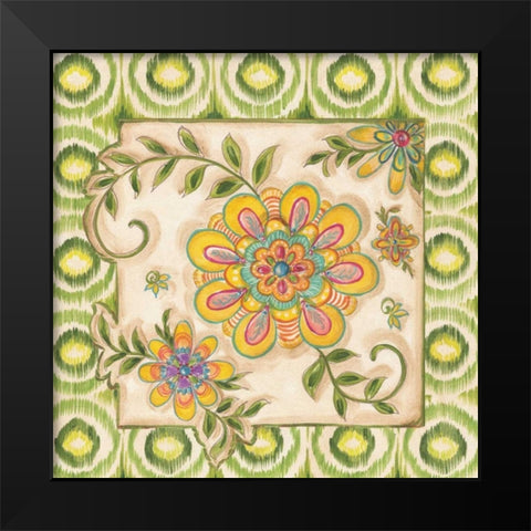 Ikat Floral I Black Modern Wood Framed Art Print by McRostie, Kate