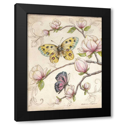 Le Jardin Butterfly V Black Modern Wood Framed Art Print with Double Matting by McRostie, Kate