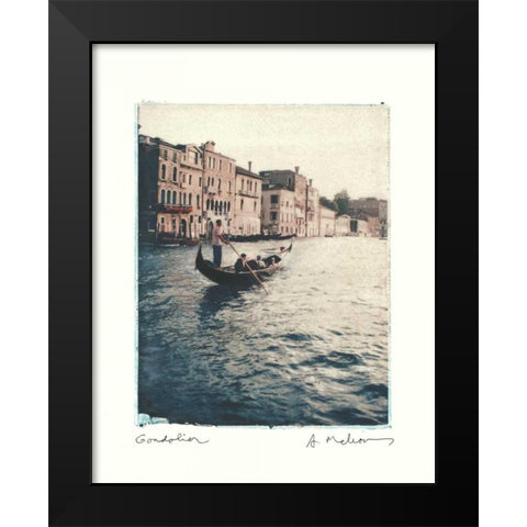 Gondolier Black Modern Wood Framed Art Print by Melious, Amy