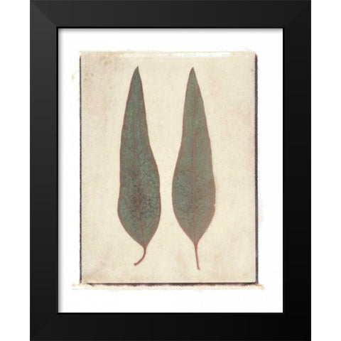 Two Leaves Black Modern Wood Framed Art Print by Melious, Amy
