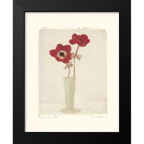 Red Anemones II Black Modern Wood Framed Art Print by Melious, Amy