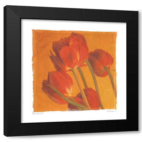 Red and Gold II Black Modern Wood Framed Art Print with Double Matting by Melious, Amy