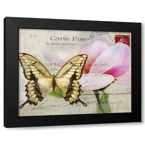 Carte Postale Magnolia I Black Modern Wood Framed Art Print with Double Matting by Melious, Amy