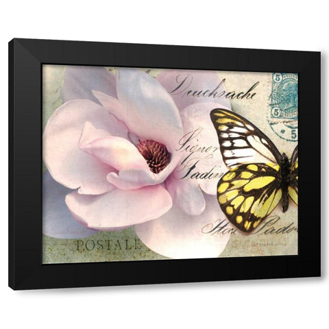 Carte Postale Magnolia II Black Modern Wood Framed Art Print with Double Matting by Melious, Amy