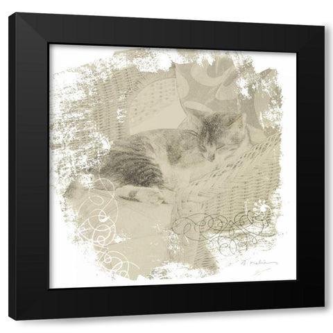 Feline Illustration I Black Modern Wood Framed Art Print by Melious, Amy