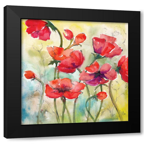 Poppy Study I Black Modern Wood Framed Art Print with Double Matting by Ferry, Margaret
