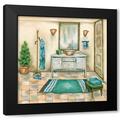 Tile Bath II Black Modern Wood Framed Art Print with Double Matting by Ferry, Margaret