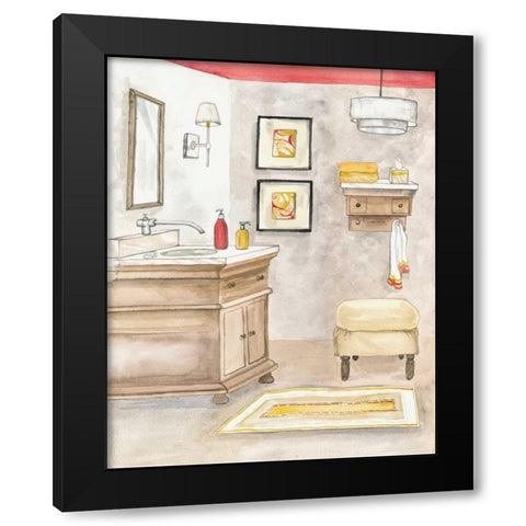 Watercolor Bath I Black Modern Wood Framed Art Print with Double Matting by Ferry, Margaret