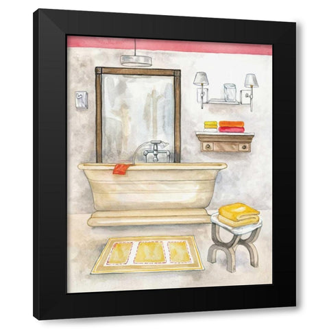 Watercolor Bath II Black Modern Wood Framed Art Print with Double Matting by Ferry, Margaret
