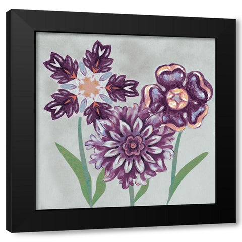 Posies In Purple II Black Modern Wood Framed Art Print with Double Matting by Ferry, Margaret