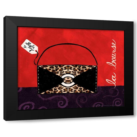 Leopard Handbag II Black Modern Wood Framed Art Print by Matla, Jennifer