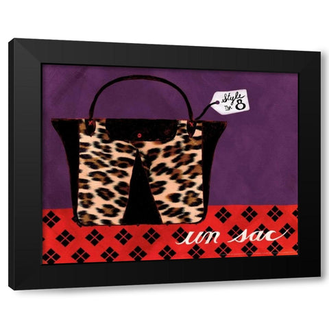 Leopard Handbag IV Black Modern Wood Framed Art Print with Double Matting by Matla, Jennifer