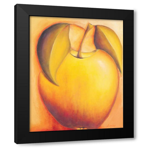 Apple Black Modern Wood Framed Art Print by Macaulay, Angus