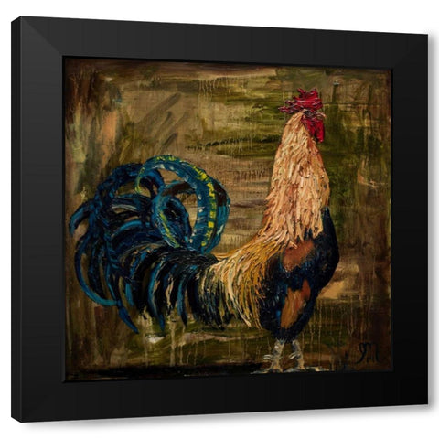 Young Rooster I Black Modern Wood Framed Art Print with Double Matting by Monahan, Jodi