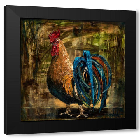 Young Rooster II Black Modern Wood Framed Art Print with Double Matting by Monahan, Jodi