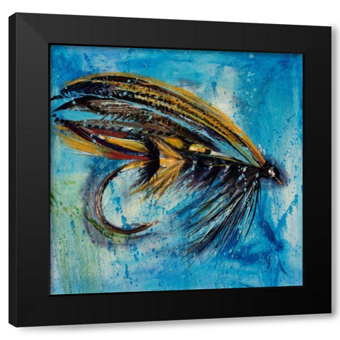 Salmon Fly King Black Modern Wood Framed Art Print by Monahan, Jodi