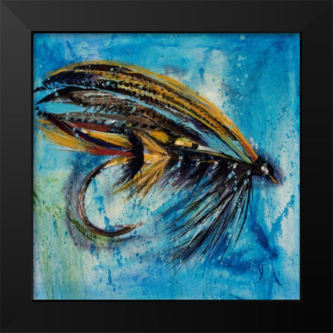 Salmon Fly King Black Modern Wood Framed Art Print by Monahan, Jodi