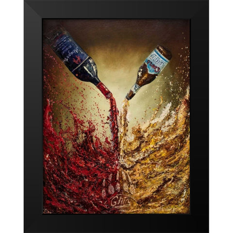Pouring it Down Black Modern Wood Framed Art Print by Monahan, Jodi