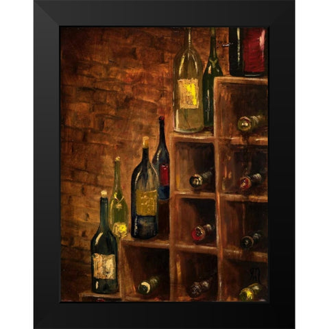 Racked Wine Black Modern Wood Framed Art Print by Monahan, Jodi