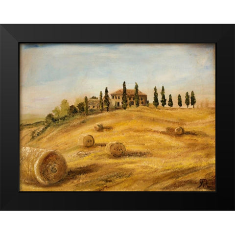 Tuscan Hayfield Black Modern Wood Framed Art Print by Monahan, Jodi