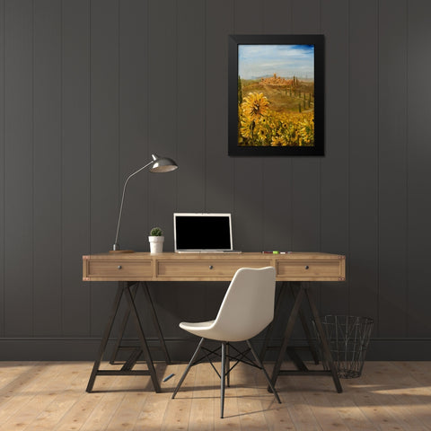 Tuscan Sunflowers I Black Modern Wood Framed Art Print by Monahan, Jodi