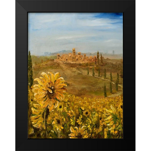 Tuscan Sunflowers I Black Modern Wood Framed Art Print by Monahan, Jodi