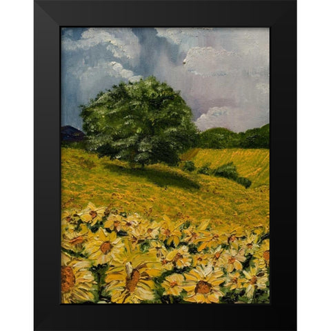 Tuscan Sunflowers II Black Modern Wood Framed Art Print by Monahan, Jodi