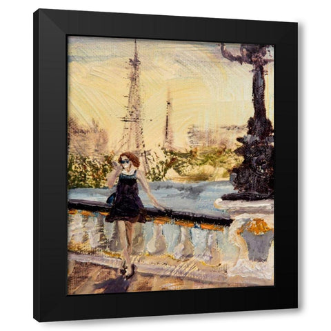 Love Paris Black Modern Wood Framed Art Print with Double Matting by Monahan, Jodi