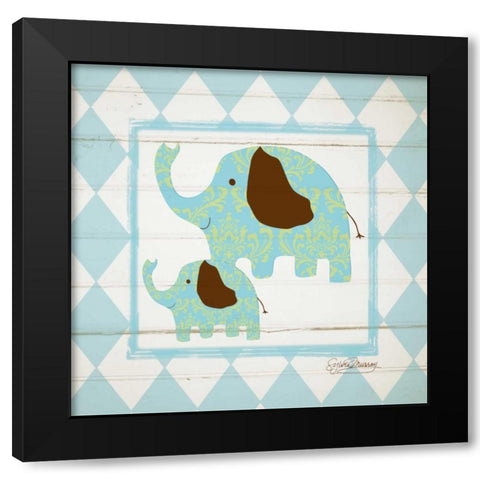 Elephants Black Modern Wood Framed Art Print with Double Matting by Murray, Sylvia