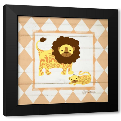 Lions Black Modern Wood Framed Art Print by Murray, Sylvia